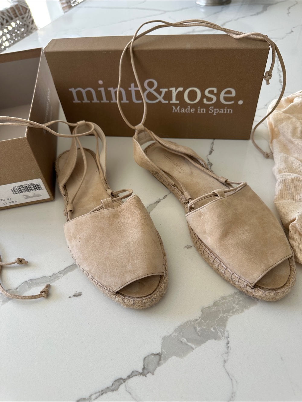 Mint & Rose lace up beige espadrilles size EU 40. US 9-91/2.